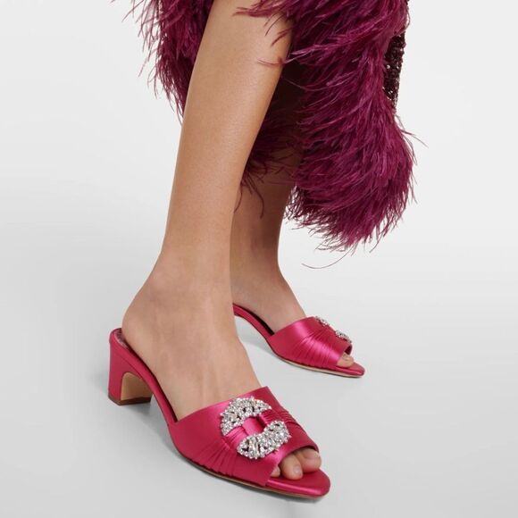 Manolo Blahnik Prinap 50MM Satin Mules - Picture 2 of 15